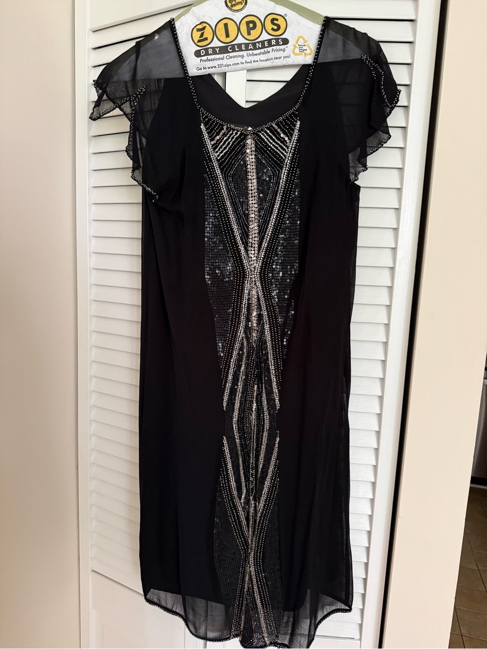 Massimo Dutti Black Mini Dress with Silver Beading